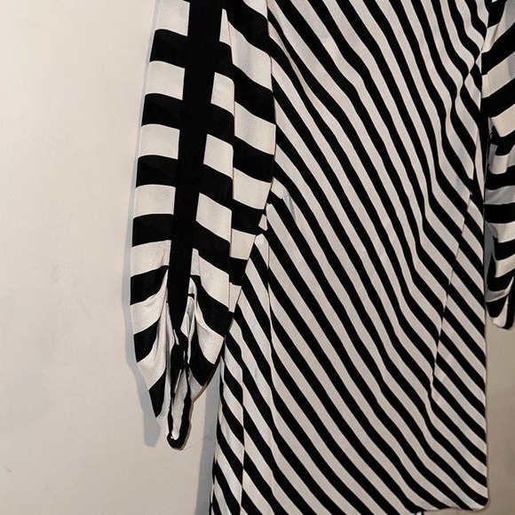 BCBG Maxazria Black and White Striped 100 % Silk Blouse - size medium - Picture 2 of 5